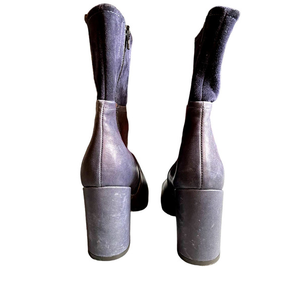 Davos Gomma Womens Leather Side Zip Block Heel Boots Round Toe Size 6.5US Blue - Picture 5 of 9
